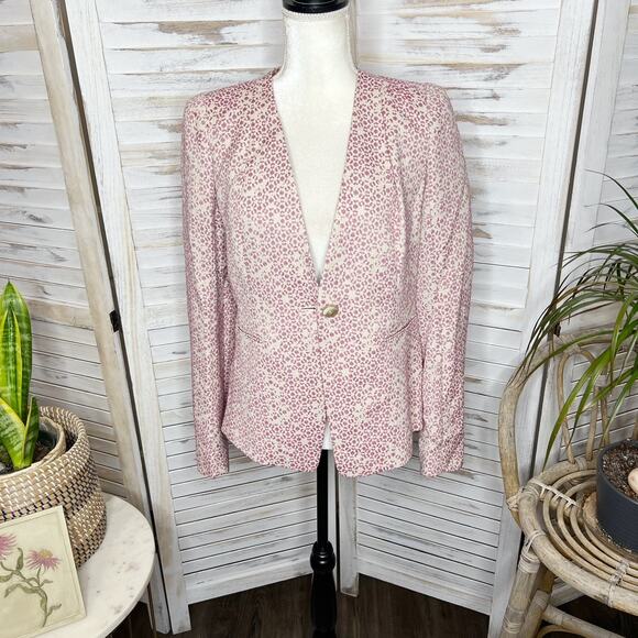 ESCADA Women's 36 US 6 Button Blazer Jacket Pink Animal Geo Print Quiet Luxury - Picture 12 of 13